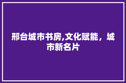 邢台城市书房,文化赋能，城市新名片