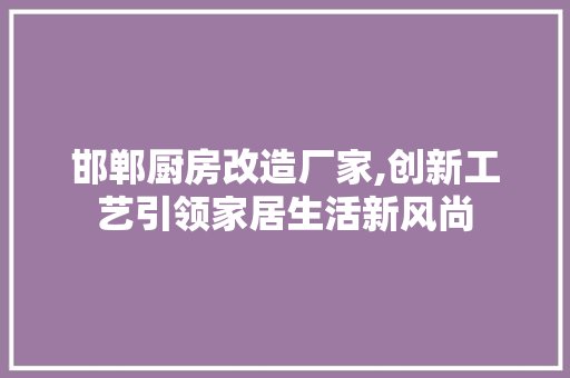邯郸厨房改造厂家,创新工艺引领家居生活新风尚
