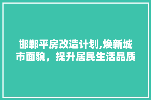 邯郸平房改造计划,焕新城市面貌，提升居民生活品质