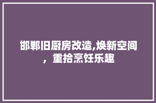 邯郸旧厨房改造,焕新空间，重拾烹饪乐趣