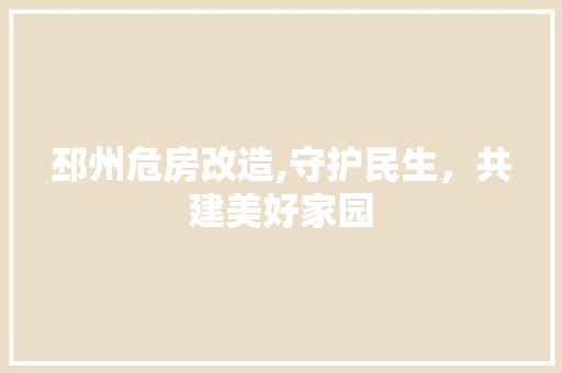 邳州危房改造,守护民生，共建美好家园