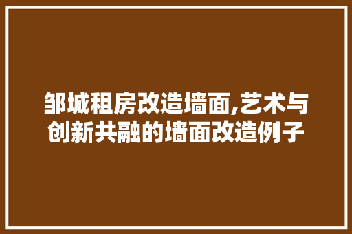 邹城租房改造墙面,艺术与创新共融的墙面改造例子 家电维修