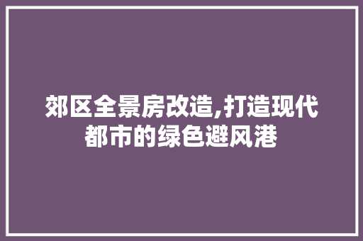 郊区全景房改造,打造现代都市的绿色避风港