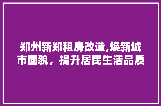 郑州新郑租房改造,焕新城市面貌，提升居民生活品质 汽车维修