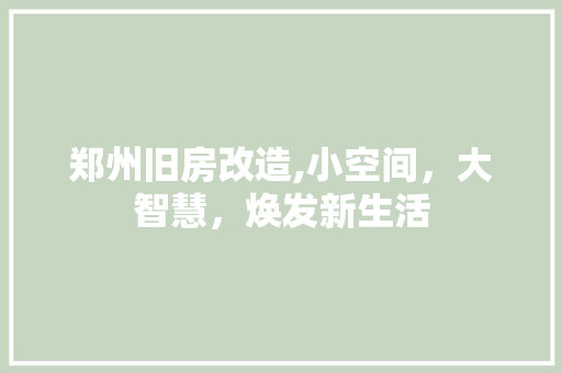郑州旧房改造,小空间，大智慧，焕发新生活