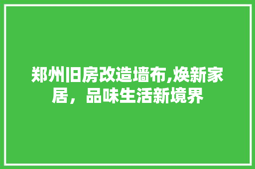 郑州旧房改造墙布,焕新家居，品味生活新境界