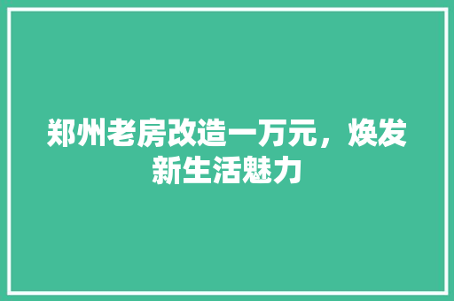 郑州老房改造一万元，焕发新生活魅力