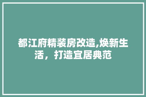 都江府精装房改造,焕新生活，打造宜居典范