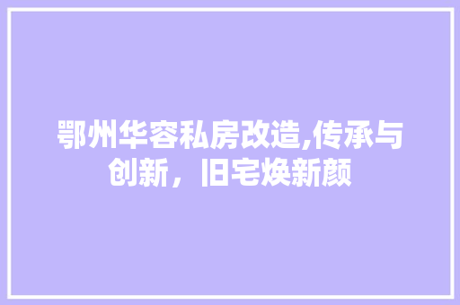 鄂州华容私房改造,传承与创新，旧宅焕新颜 汽车维修