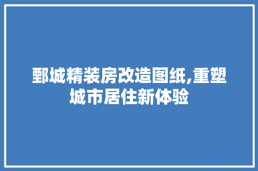 鄄城精装房改造图纸,重塑城市居住新体验
