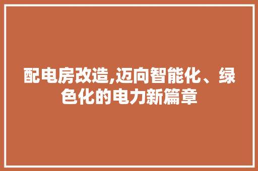 配电房改造,迈向智能化、绿色化的电力新篇章 墙体维修