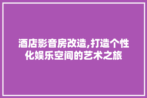 酒店影音房改造,打造个性化娱乐空间的艺术之旅