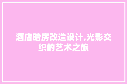 酒店暗房改造设计,光影交织的艺术之旅 墙体维修