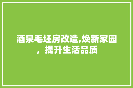 酒泉毛坯房改造,焕新家园，提升生活品质