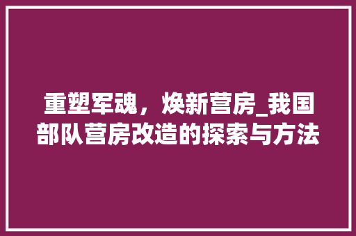 重塑军魂，焕新营房_我国部队营房改造的探索与方法 厨房维修