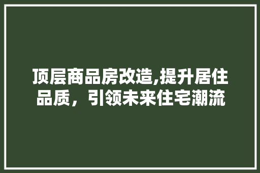 顶层商品房改造,提升居住品质，引领未来住宅潮流 墙体维修