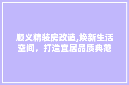 顺义精装房改造,焕新生活空间，打造宜居品质典范 家电维修