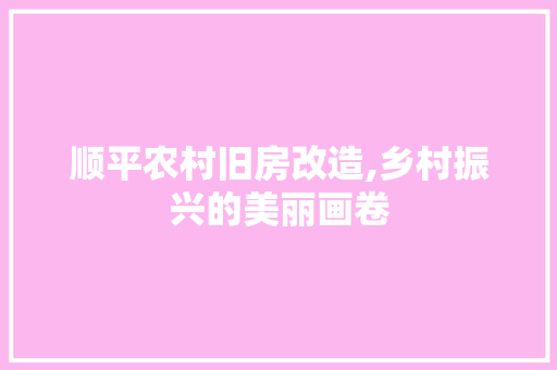 顺平农村旧房改造,乡村振兴的美丽画卷