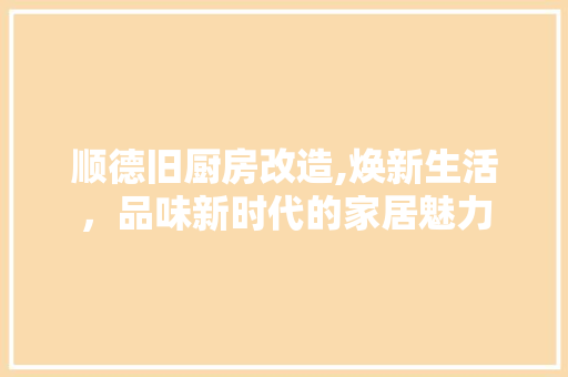 顺德旧厨房改造,焕新生活，品味新时代的家居魅力 汽车维修