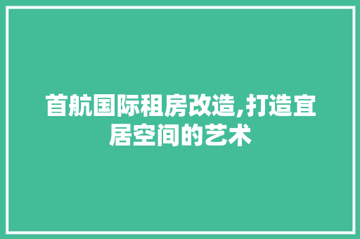 首航国际租房改造,打造宜居空间的艺术 家电维修