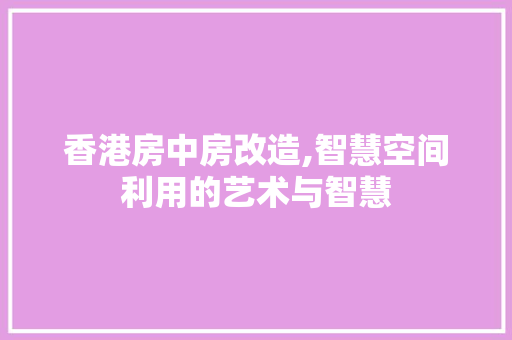 香港房中房改造,智慧空间利用的艺术与智慧 家电维修
