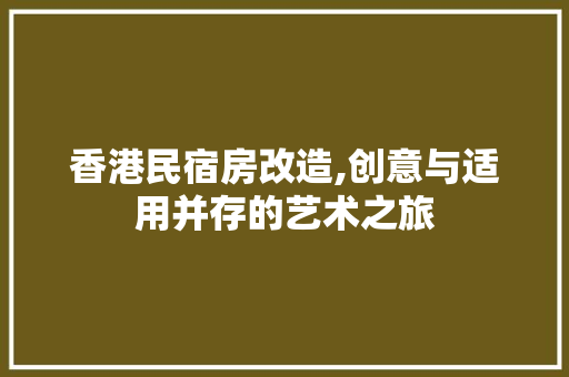 香港民宿房改造,创意与适用并存的艺术之旅 家电维修