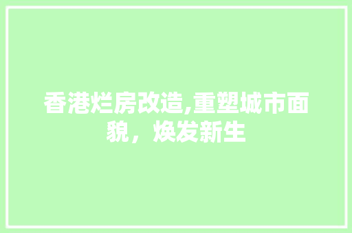 香港烂房改造,重塑城市面貌，焕发新生 墙体维修