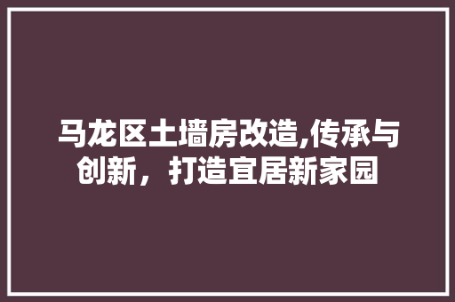 马龙区土墙房改造,传承与创新，打造宜居新家园 汽车维修