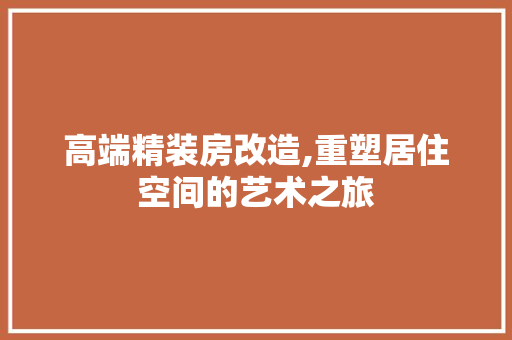 高端精装房改造,重塑居住空间的艺术之旅 墙体维修
