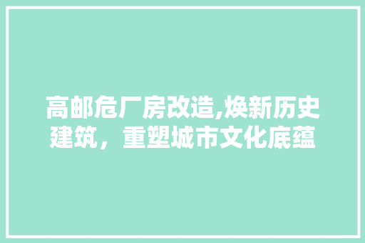高邮危厂房改造,焕新历史建筑，重塑城市文化底蕴