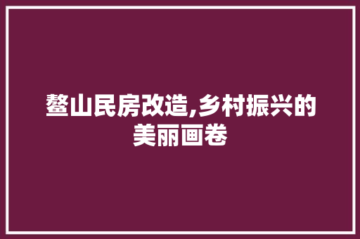鳌山民房改造,乡村振兴的美丽画卷