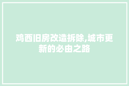 鸡西旧房改造拆除,城市更新的必由之路 墙体维修