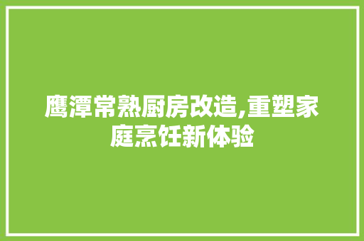 鹰潭常熟厨房改造,重塑家庭烹饪新体验 厨房维修