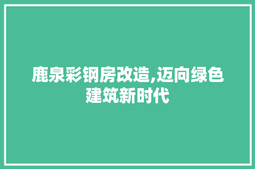 鹿泉彩钢房改造,迈向绿色建筑新时代 家电维修