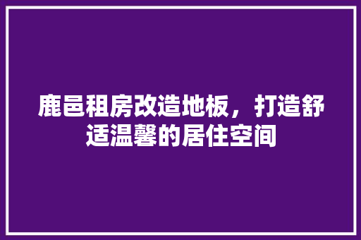 鹿邑租房改造地板，打造舒适温馨的居住空间 墙体维修
