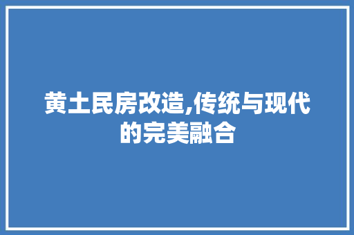 黄土民房改造,传统与现代的完美融合 厨房维修