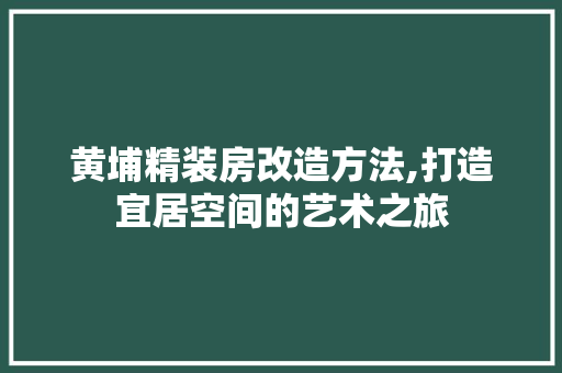 黄埔精装房改造方法,打造宜居空间的艺术之旅 厨房维修