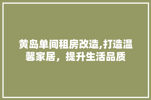 黄岛单间租房改造,打造温馨家居，提升生活品质 家电维修