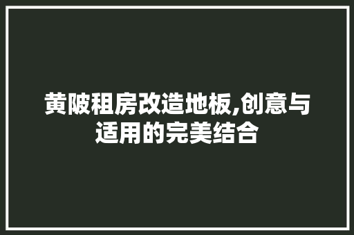 黄陂租房改造地板,创意与适用的完美结合 家电维修