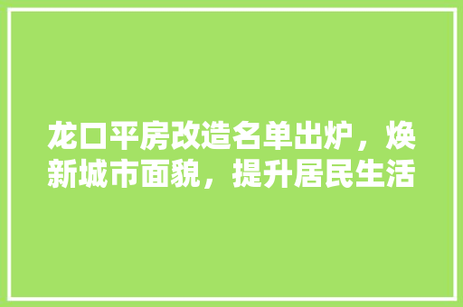 龙口平房改造名单出炉，焕新城市面貌，提升居民生活品质 家电维修