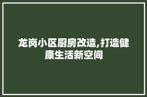 龙岗小区厨房改造,打造健康生活新空间 综合便民