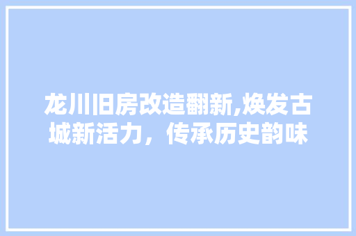 龙川旧房改造翻新,焕发古城新活力，传承历史韵味