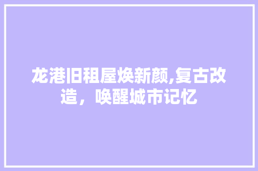 龙港旧租屋焕新颜,复古改造，唤醒城市记忆 墙体维修