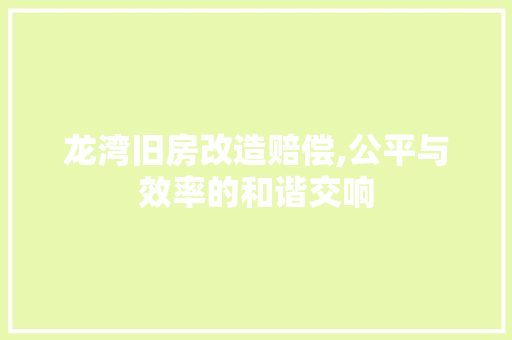龙湾旧房改造赔偿,公平与效率的和谐交响 墙体维修