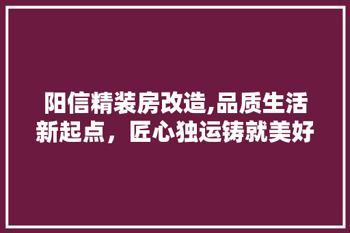 阳信精装房改造,品质生活新起点，匠心独运铸就美好家居