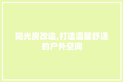 阳光房改造,打造温馨舒适的户外空间 厨房维修