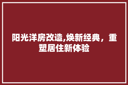 阳光洋房改造,焕新经典，重塑居住新体验 厨房维修