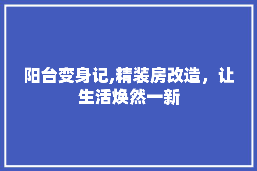 阳台变身记,精装房改造，让生活焕然一新 厨房维修