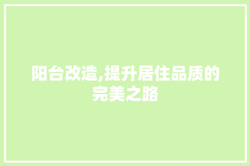 阳台改造,提升居住品质的完美之路