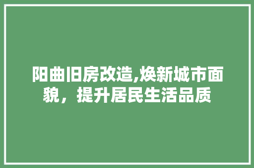 阳曲旧房改造,焕新城市面貌，提升居民生活品质